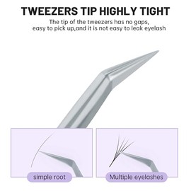 NATUHANA Natuhana High Precision Lash Tweezers for Individual and Volume Eyelash Extensions Premium Stainless Steel Curved Fiber Tip Professional Isolation Tweezer