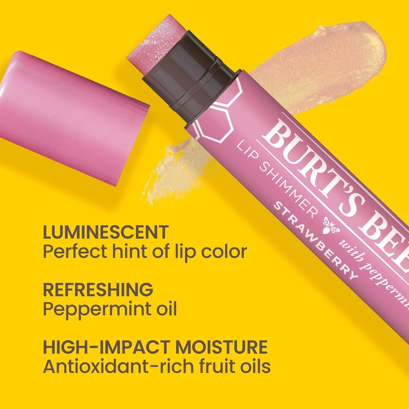 Burt's Bees - Brillo labial hidratante 100% natural, fresa, 1