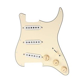 Swhmc Loaded Prewired Pickguard Guard Plate 3 Single Coil V Pickups for Fender Strat(Cream Yellow)