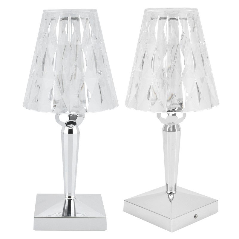 LED Crystal Table Lamp Transparent Prism Dimmable Desk Lamp USB