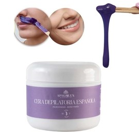 APIGREEN - CERA DEPILATORIA ESPAÑOLA PARA DEPILAR PIEL SENSIBLE | ROSTRO | BIKINI | BARBA | PIERNAS | 120G - LAVANDA | DEPILA SIN DOLOR | EFICAZ EN TO