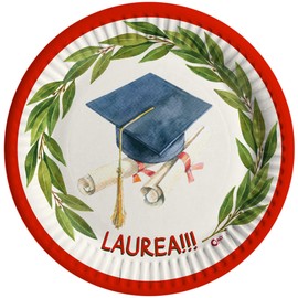 Ciao - Piatti carta compostabili Laurea (Ø23cm), 8 pezzi