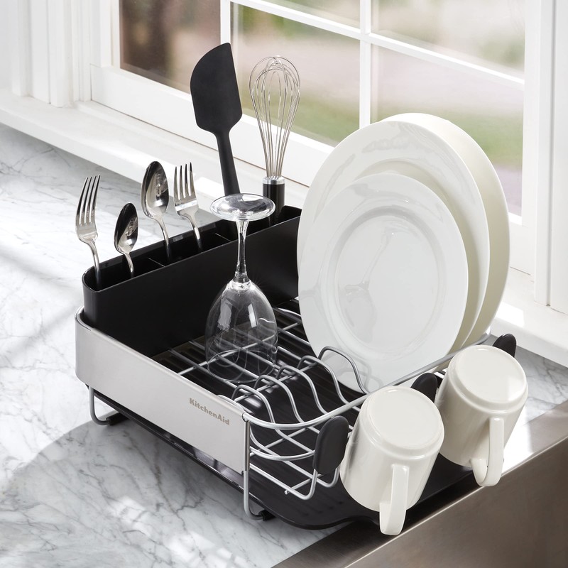 KitchenAid Compact, Space Saving Rust Resistant Dish Rack with Removable