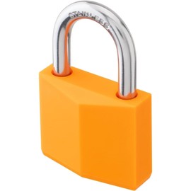 ROOKMAD Orange Covered Brass Keyed Padlock with Stainless Steel Shackle, 1-9/16 Inch Lock Body, Rustproof Lock for Luggage Gate Fence Hasp Cabinet Toolbox Gym School Locker
