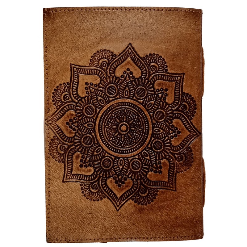 Purpledip Leather Journal 'Flower Of Life': Vintage Spiritual Design Diary