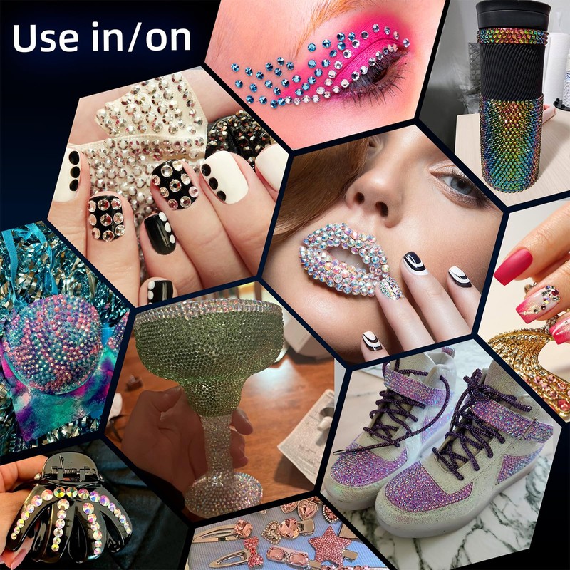 MUZOXEN 5000Pcs 4mm Resin Flatback Rhinestone Bulk, Bling AB Dark