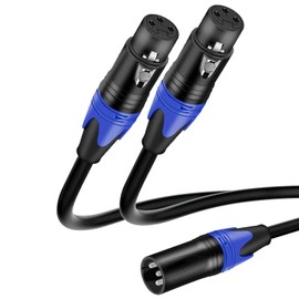 Danfetsoy XLR Splitter Cable 1 Male 2 Female, XLR 1male to 2female Splitter Short Cable for Microphone Power Supply, Stage Light, Camcorder, Microphone, Audio System, etc(30cm/11.8inch)