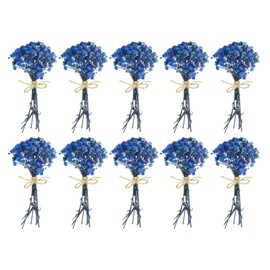PATIKIL Mini Dried Flower Bouquet, 10 Pcs Baby's Breath Natural Wildflower with Stem Decor Boho Floral Plant Flower for Crafts DIY Photo Props Gift Wedding Decor, Dark Blue