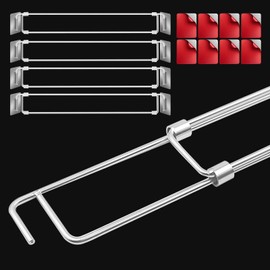 RV Refrigerator Tension Rods, 4 Pcs RV Fridge Bars Adjustable 14-25.6", RV Refrigerator Bars Fridge Accessories Stainless Steel Shelf Tension Rods for Camper Cabinets Refrigerator Kitchen Bookshelf