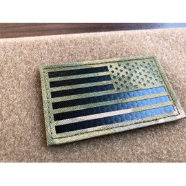 2x3.5" Multicam Infrared IR US USA American Flag Patch Tactical Vest Patch Hook and Loop Fasteners Backing (Reversed)