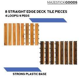 Majestick Goods Edges for Interlocking Deck Tiles – Snap-On Straight Edge Trim for Wooden Decking, Outdoor Flooring & Patio Tiles | 12x12 Acacia Hardwood Border for Balcony, Porch & Garden | 8 Pack