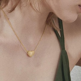 PORPI-JOJO Gold Heart Necklaces For Women Initial F Letter Necklace For Kids Simple Initial Heart Pendant Jewelry For Girls 10-12