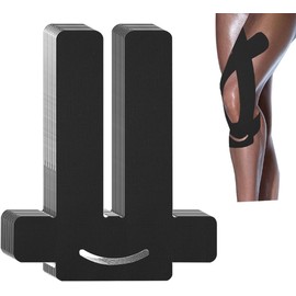 ANAMPION Pack of 12 Kinesiotapes Pre-Cut for Knees (Black, Pack of 12)