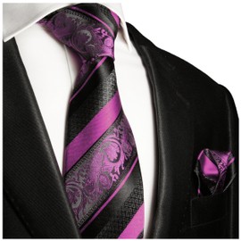 Paul Malone Pink and Black Patterned Silk Tie Set