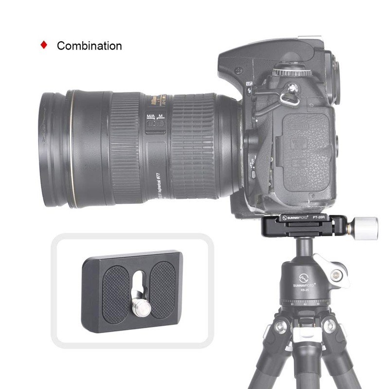 SUNWAYFOTO DDC-26LT QR-Plate+Clamp Combo Compatible with Arca/RRS QR Plate (26mm)