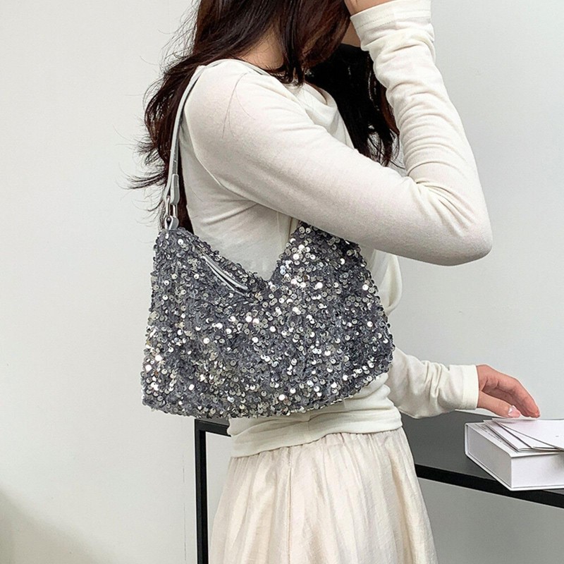 Halgio Sequin Bag, Sparkly Bag, Party Bag, Wedding Bag, Silver,