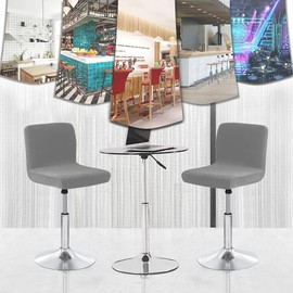 SONNACH Velvet Bar Stool Seat Covers, Square Barstool Covers Slipcovers,Counter Height Chair Covers (4, Dark Grey)