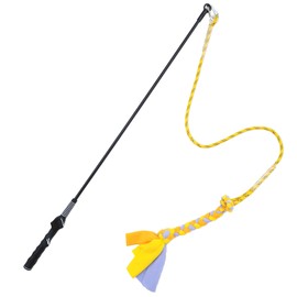 Dewonch Flirt Pole Dog Toys for Training & Exercise,Durable Teaser Stick with Fleece Rope Lure for Medium & Large Pets to Fetch Chase Pull and Tug of War (Yellow, POLE-39.5 inches)