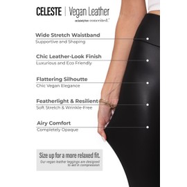 Conceited Faux Leather Leggings for Women - Vegan Leather Pants for Women High Waisted - Soft, Stretchy, and Non-See Through - Black - X-Large - 2X-Large