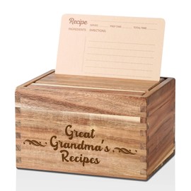 InnoBeta Great Grandma Gifts Recipe Box, Recipe Card Holder Box with 50 4x6 inch Recipe Cards, 10 Dividers, Recipe Organizer for Christmas, Birthday, Mother's Day