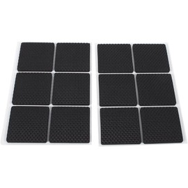 12pcs Almohadillas de Goma de Cojines de Pies Tabla de Goma Cojines Antideslizantes Muebles para Proteger Pisos Dura Negro