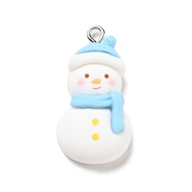 Bestewelry 50Pcs Blue Snowman Christmas Theme Opaque Resin Pendants with Platinum Tone Iron Loops for Necklace Earring Jewelry Making