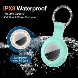 Linsaner Waterproof for AirTag Holder Case Keychain for Air Tag Key Ring [PC+Silicone] Compatible with AirTags, Tags Chain for GPS Item Finders Accessories, for Pets, Kids, Luggages, Black