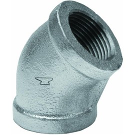 Anvil 8700126850, Malleable Iron Pipe Fitting, 45 Degree Elbow, 2" NPT Female, Galvanized Finish