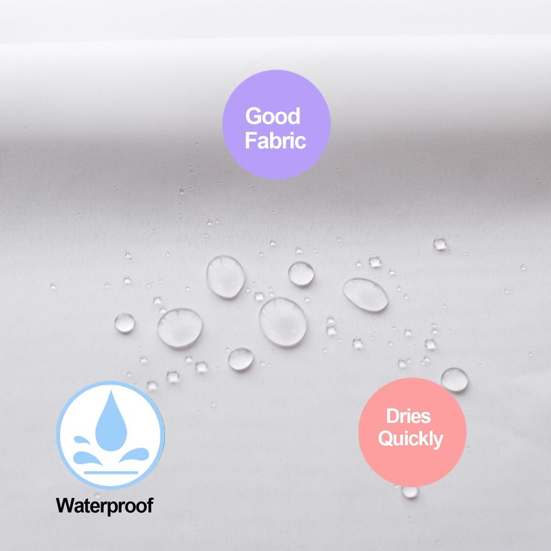 YISURE White Weighted Fabric Shower Curtain, Waterproof Shower Curtain for