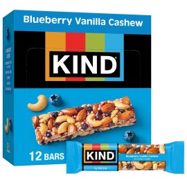 KIND Gluten Free Blueberry Vanilla Cashew Snack Bars,12 Count Cardboard Box