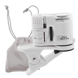 TEHAUX Jewelers Loupe Pocket Magnifier with Light Phone Magnifier Microscope for Phone Mini Cell Phone Clip-on Cellphone Microscope Jewelers Eyepiece Cloth Antique White Camera Lens