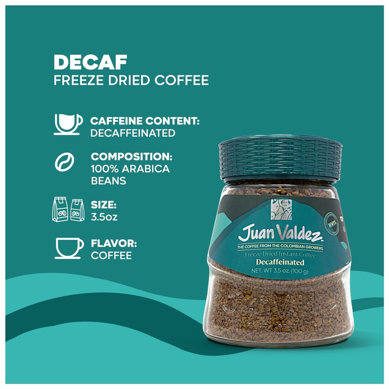 Juan Valdez Decaffeinated Freeze Dried Coffee | 100% Colombian Arabica