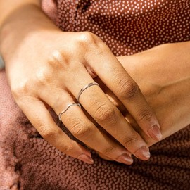 FIBO STEEL 8Pcs 1mm Cute Minimalist Band Rings for Women Simple Stacking Knuckle Ring Set Rose Gold Plated Midi Finger Rings Size 8