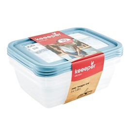 keeeper Mia Magic Ice 3-Piece Freezer Container Set, Rewritable Lid, 3 x 1.25 L, 20.5 x 15.5 x 6.5 cm, Nordic Blue