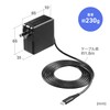 Sanwa Direct 700-AC037BK Charger, Type-c PD65W, Integrated Cable, 5.9 ft