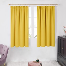 Deconovo Yellow Curtains Pencil Pleated Thermal Insulated Blackout Curtains for Living Room 46 x 54 Inch Mustard Yellow 1 Pair