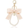 XGALBLA White Initial Letter Cute Bow Keychain for Women, Wristlet