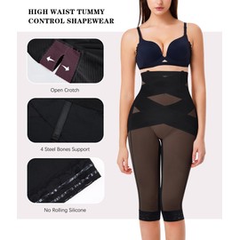 RDSIANE Capri Leggings for Women Tummy Control Shapewear Pants Thigh Slimmer Butt Lifting Leggings With Straps - Black,X-Large