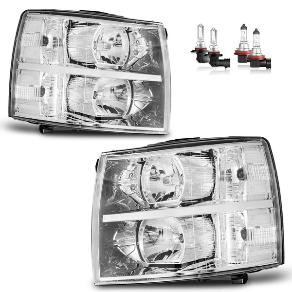KarSpareHub Headlights W/Bilbs for 2007-2013 Chevy Silverado 1500 for 2007-2014