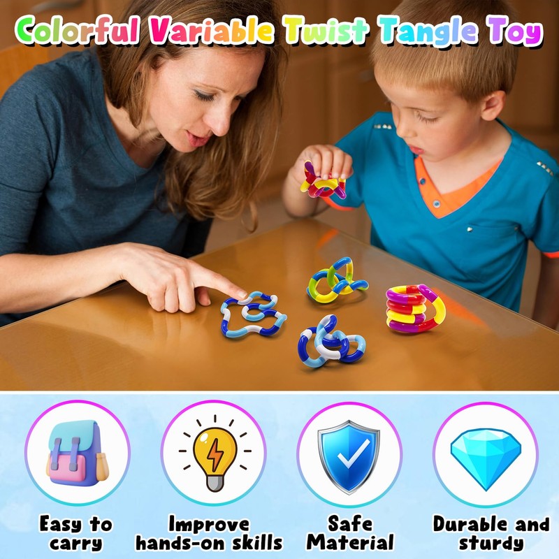 Steemjoey 5 Pcs Tangle Fidget Toy, Colorful Variable Toy, Silent
