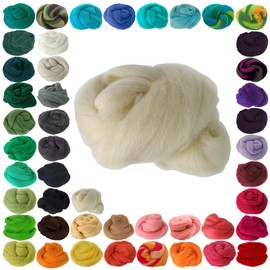 25 g Felt Wool Fairy Tale Wool Wet Felting Dry Felting, Various Colours, Colour: Natural White