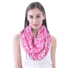 Lina & Lily Cow Animal Print Women's Infinity Scarf Lightweight, Pink & White, One Size