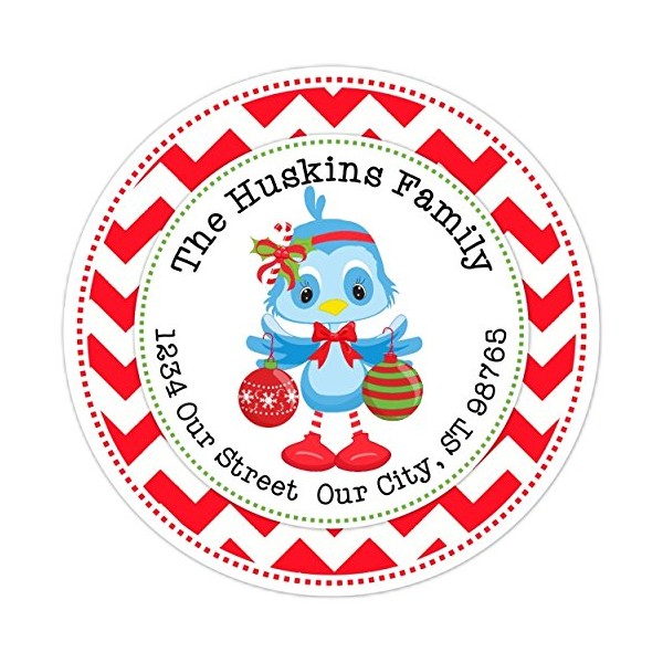 Christmas Address Stickers, CUSTOMIZED Sweet Blue Bird Christmas Labels, 2.5