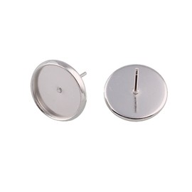 M480 Stud Earrings Set for 8 mm Cabochons Antique Silver Plated Round Brass Pack of 30