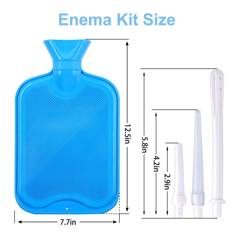 Enema Kit, 2L Enema Bag Kit with Silicone Hose, 5