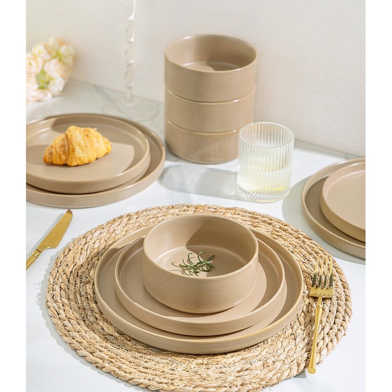 TheTerra Ceramic Dinnerware Sets for 6, 18 Pieces Handmade Reactive