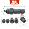 AOHUA IP68 Waterproof Connector (5-Pack), M16 2-Pin Industrial/Aviation Connector, (300V/10A)