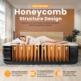 Dr. air Twin Air Mattress, 18” Raised Inflatable Bed with Built-in Pump, Waterproof Velvety Top, Ergonomic Design, Reinforced Support, and Carry Bag for Home, Camping, and Guests