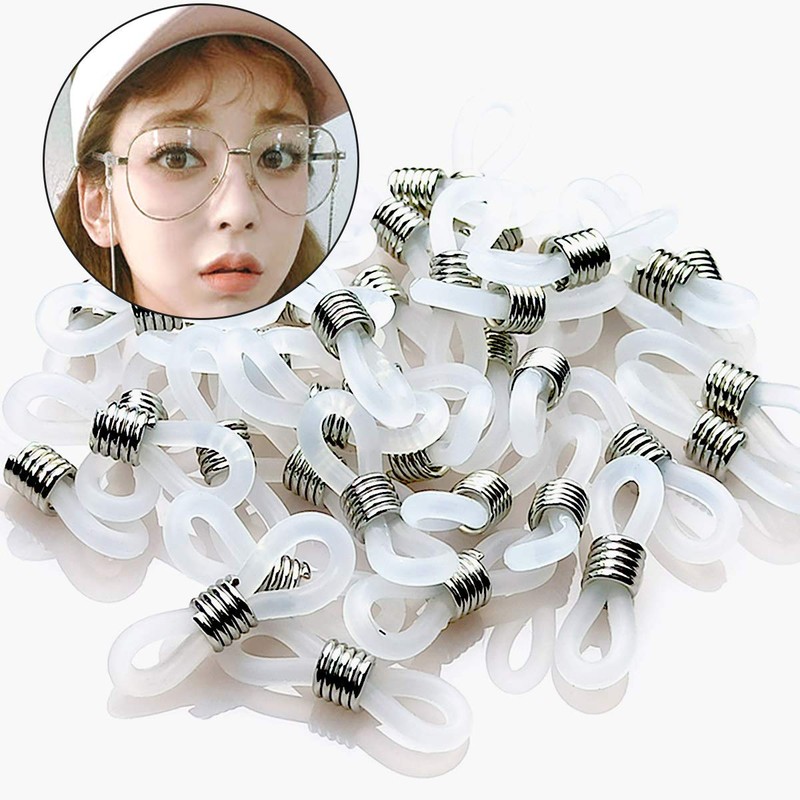 TTSAM 40 Pieces Eyeglass Chain Ends Adjustable Rubber Spectacle End