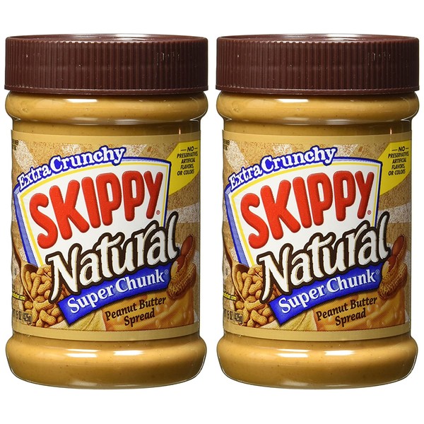 Skippy Super Chunk Natural Peanut Butter Spread, 15 oz. (2-Pack)